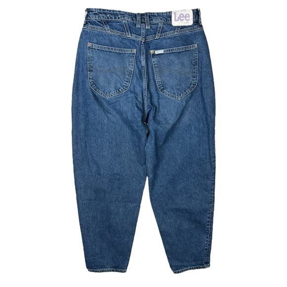 Lee x H&M Relaxed Tapered Mom Denim Jeans High Rise Loose Fit Dark Wash 10 - Picture 2 of 6